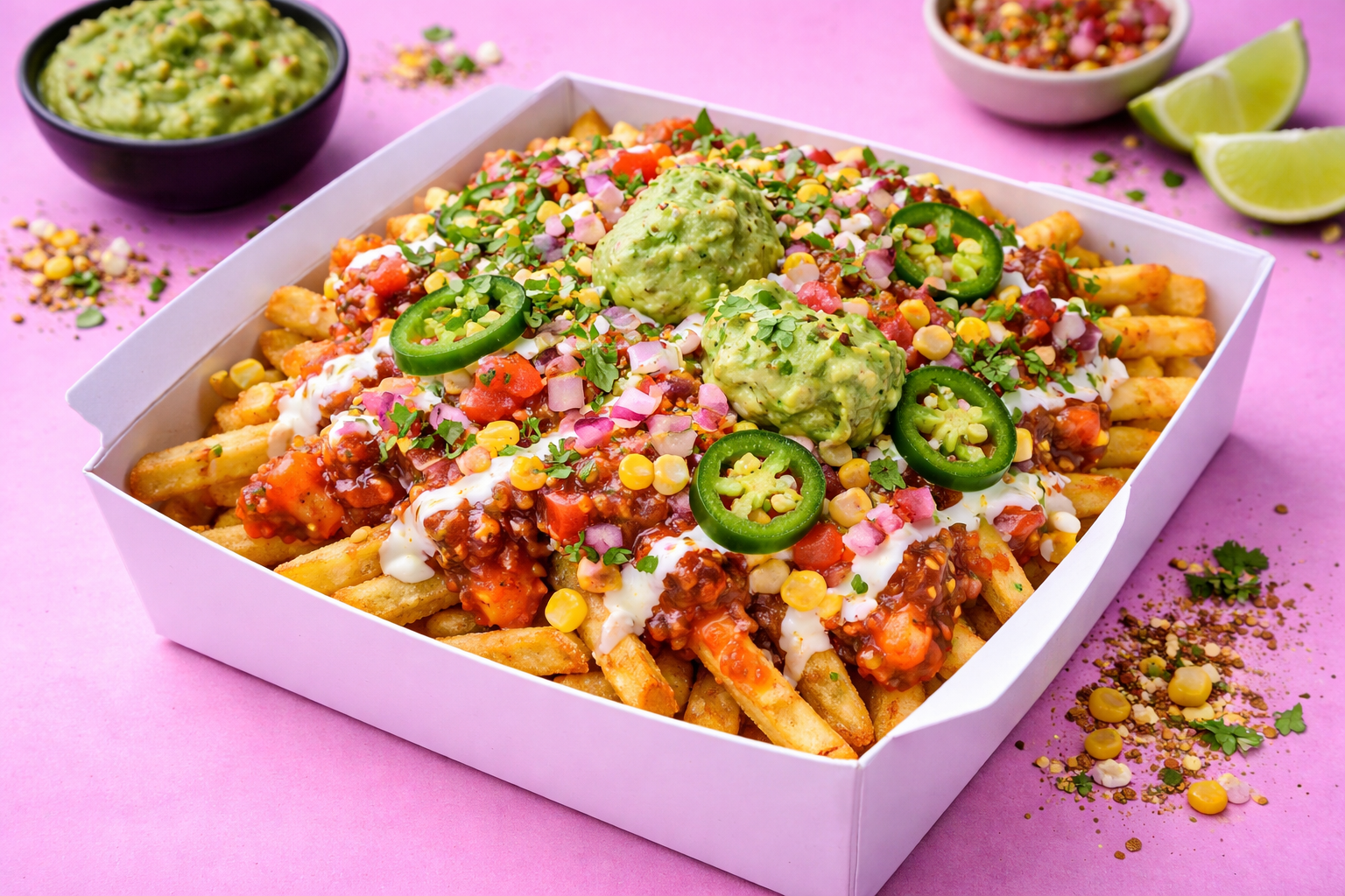 Mexican Salsa Guacamole Loaded Fries